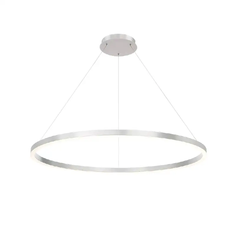 Spunto, Chandelier, 47", Brushed Silver, White Glass