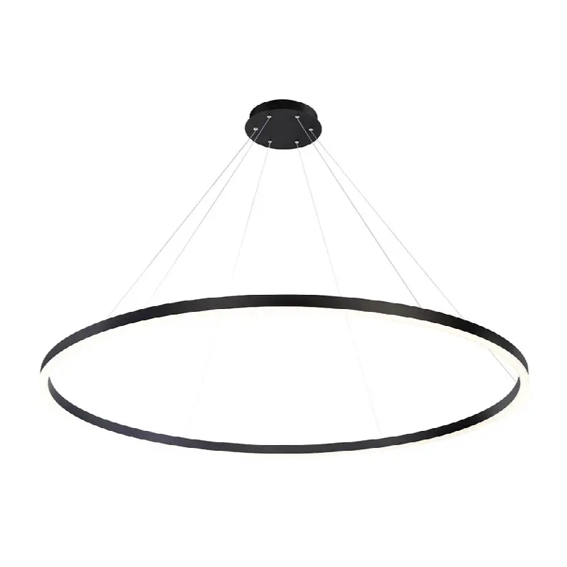Spunto, Chandelier, 61", Matte Black, White Glass