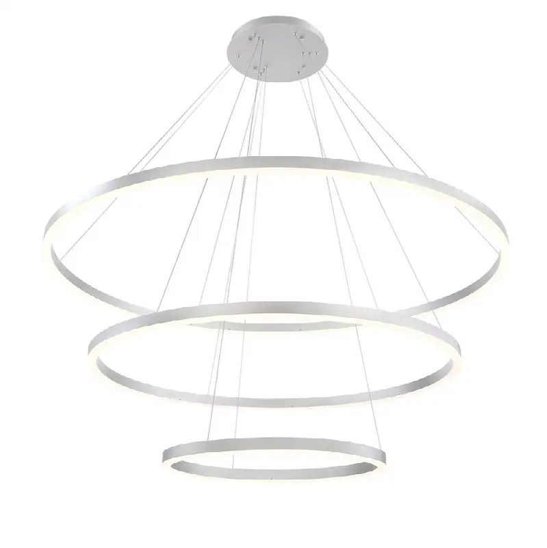 Spunto, Chandelier, 3-Light, 61", Brushed Silver, White Glass