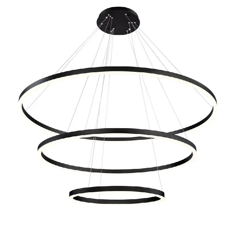 Spunto, Chandelier, 3-Light, 61", Matte Black, White Glass