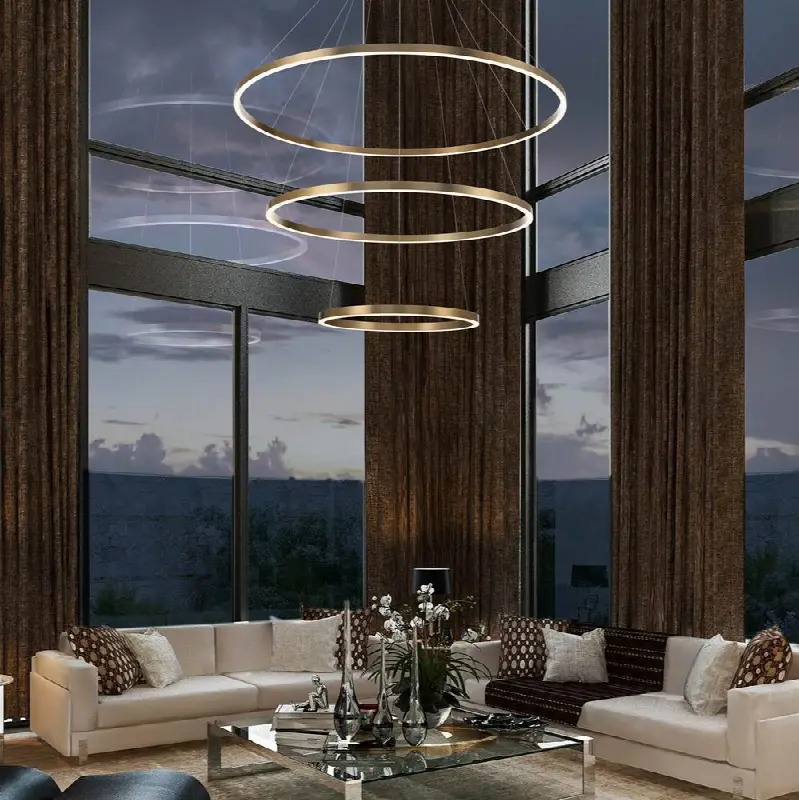 Spunto, Chandelier, 3-Light, 61", Brushed Gold, White Glass