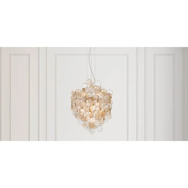 Trento, Chandelier, 7-Light, 25", Gold, Amber Glass
