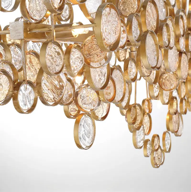 Trento, Chandelier, 15-Light, 56", Gold, Amber Glass