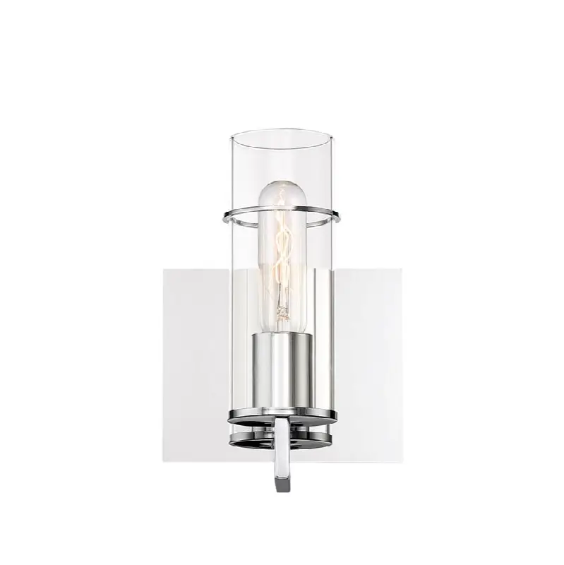 Pista, Wall Sconce, 9", Chrome, Clear Glass