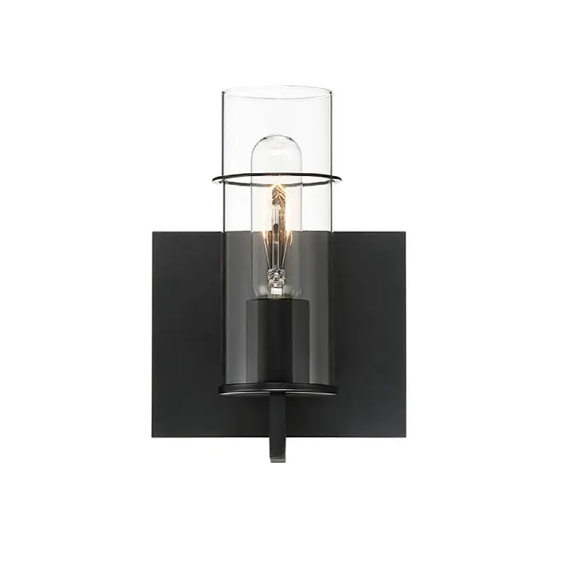 Pista, Wall Sconce, 9", Matte Black, Clear Glass