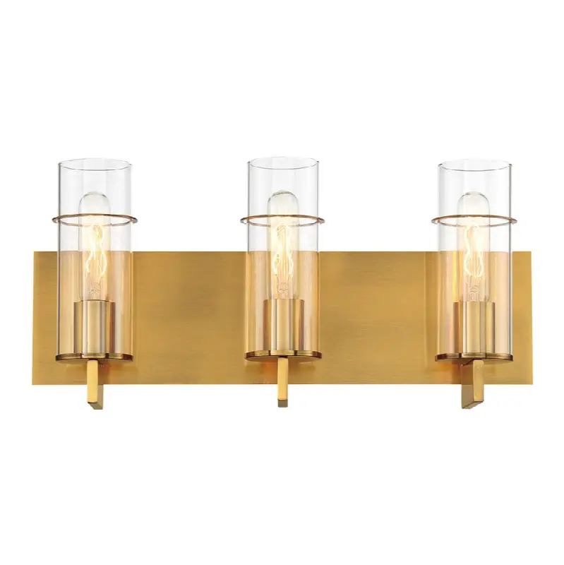 Pista, Vanity, 3Lt, 19", Gold, Clear Glass