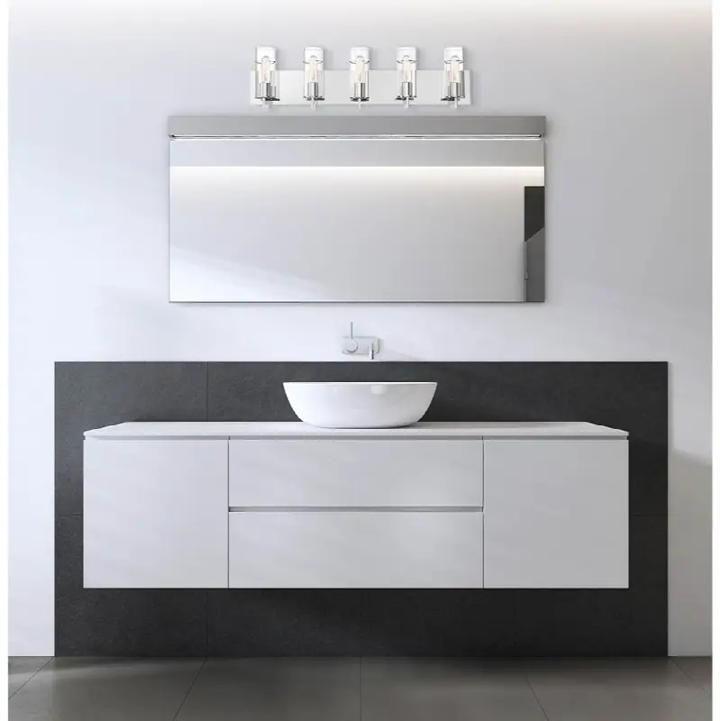 Pista, Vanity, 5Lt, 34", Chrome, Clear Glass