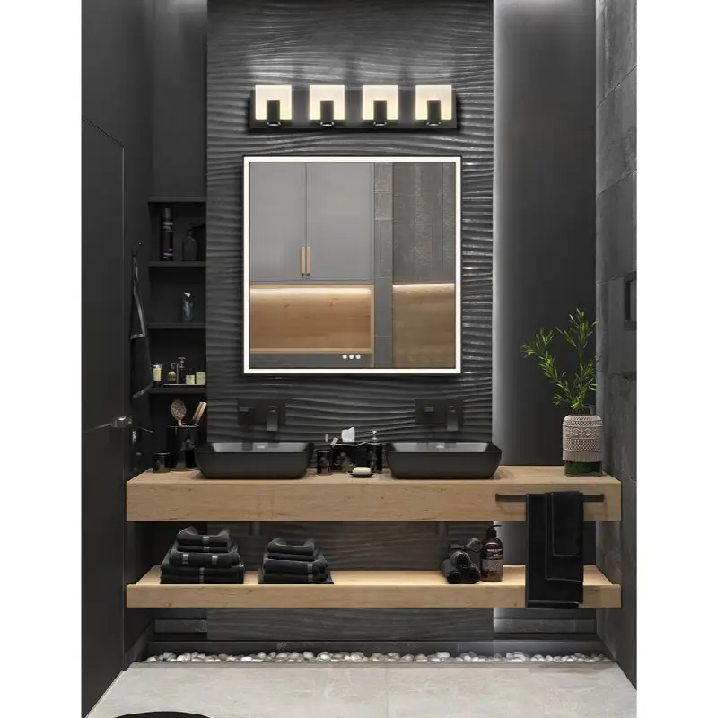 Canmore, Vanity, 4Lt, 27", Matte Black, Frosted Acrylic