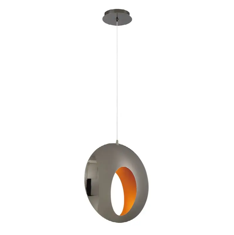 Arlington, Pendant, 14", Chrome Black, Gold Steel