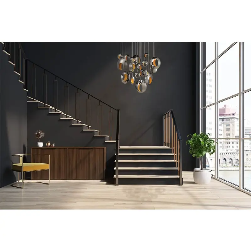 Arlington, Chandelier, 19-Light, 51", Chrome Black, Gold Steel