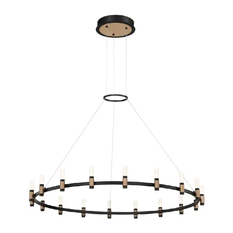 Albany, Chandelier, 18-Light, 45", Brass-Black Mix, White Acrylic