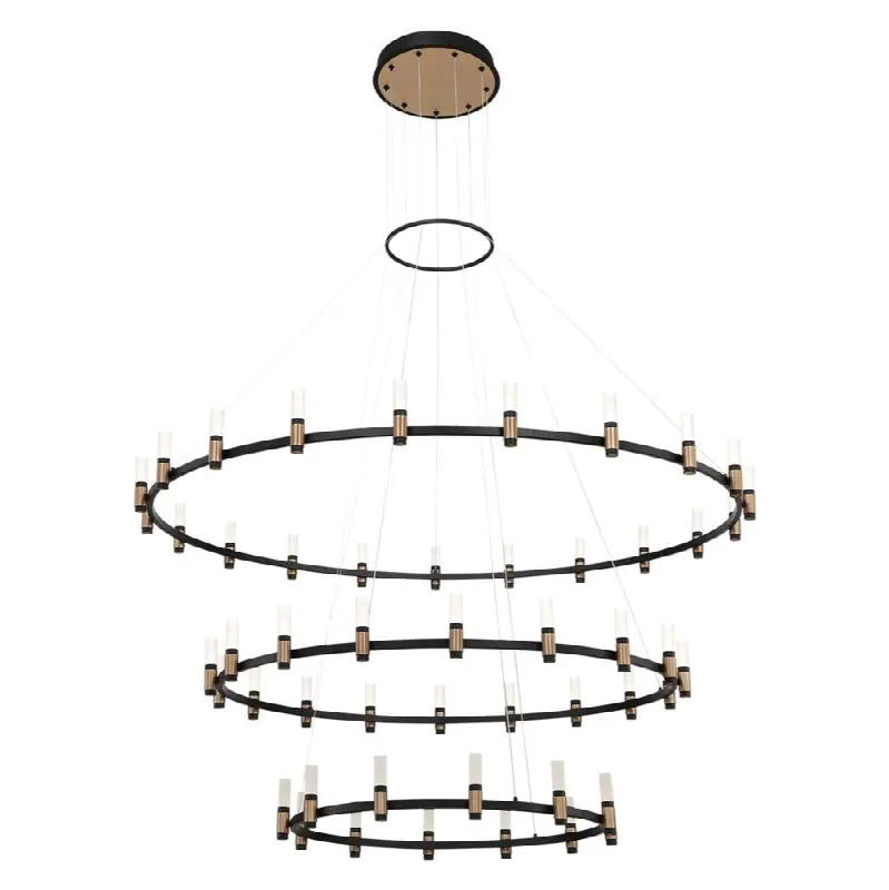 Albany, Chandelier, 51-Light, 60", Brass-Black Mix, White Acrylic