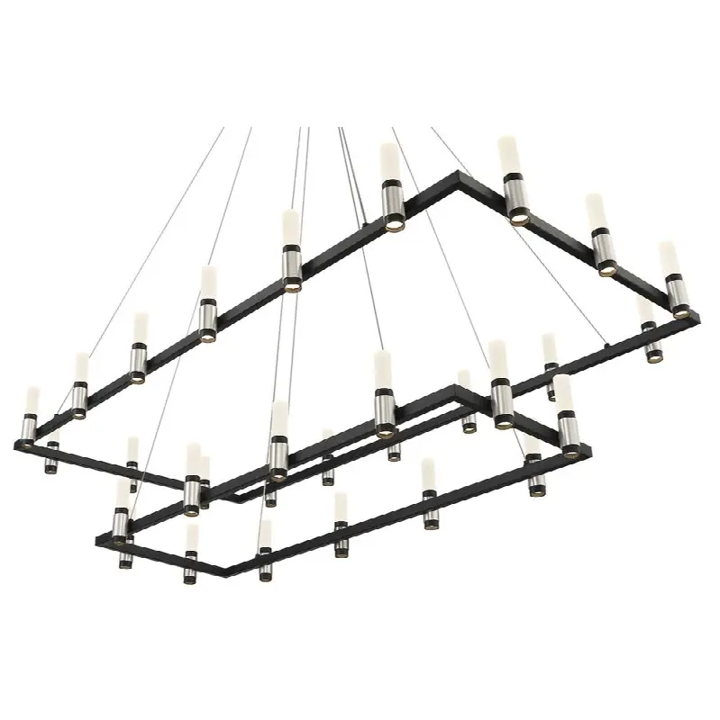 Altamont, Chandelier, 18-Light, 52", Satin Nickel-Black Mix, White Acrylic