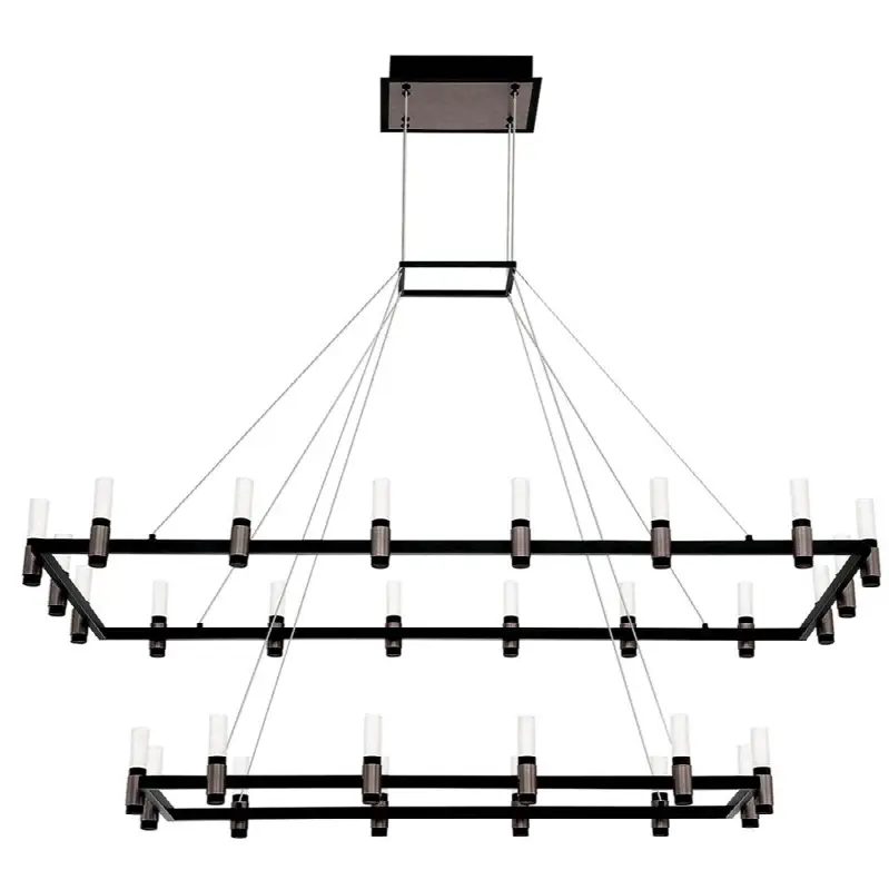 Altamont, Chandelier, 30-Light, 52", Satin Nickel-Black Mix, White Acrylic