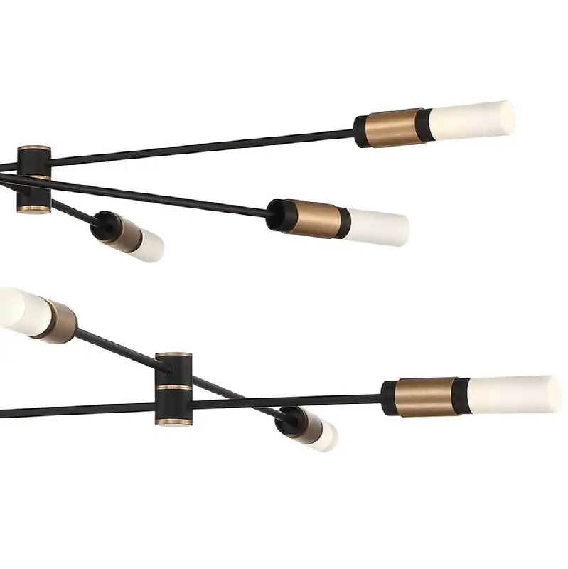 Albany, Chandelier, 12-Light, 41", Brass-Black Mix, White Acrylic