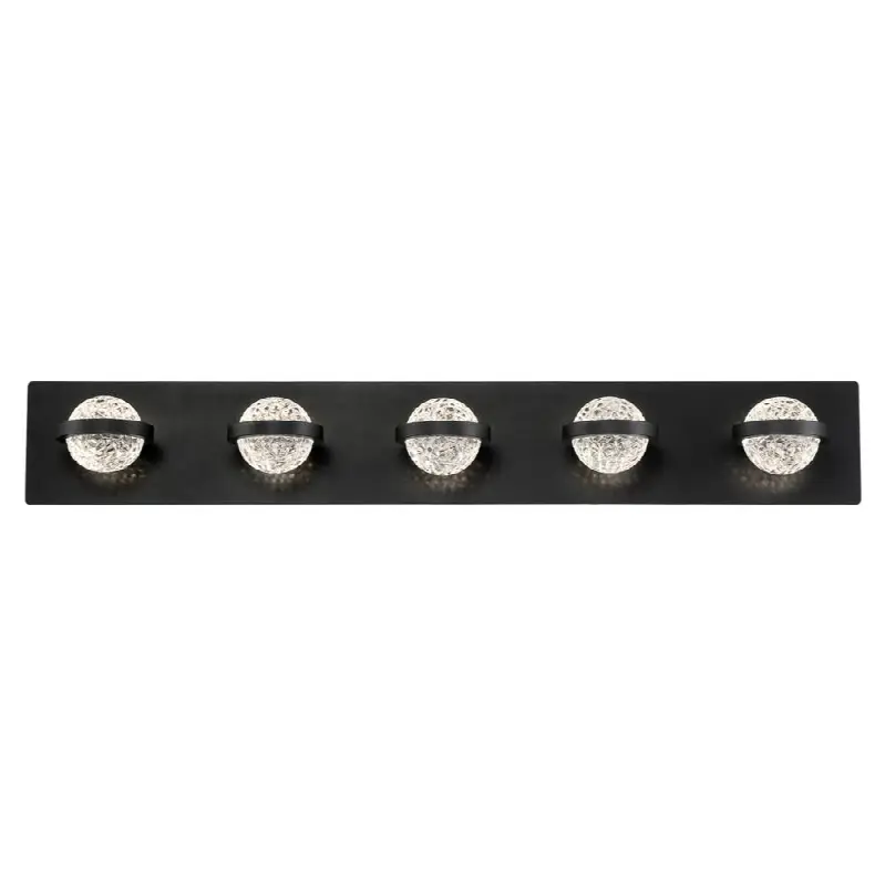 Ryder, Vanity, 5Lt, 33", Matte Black, Clear Glass