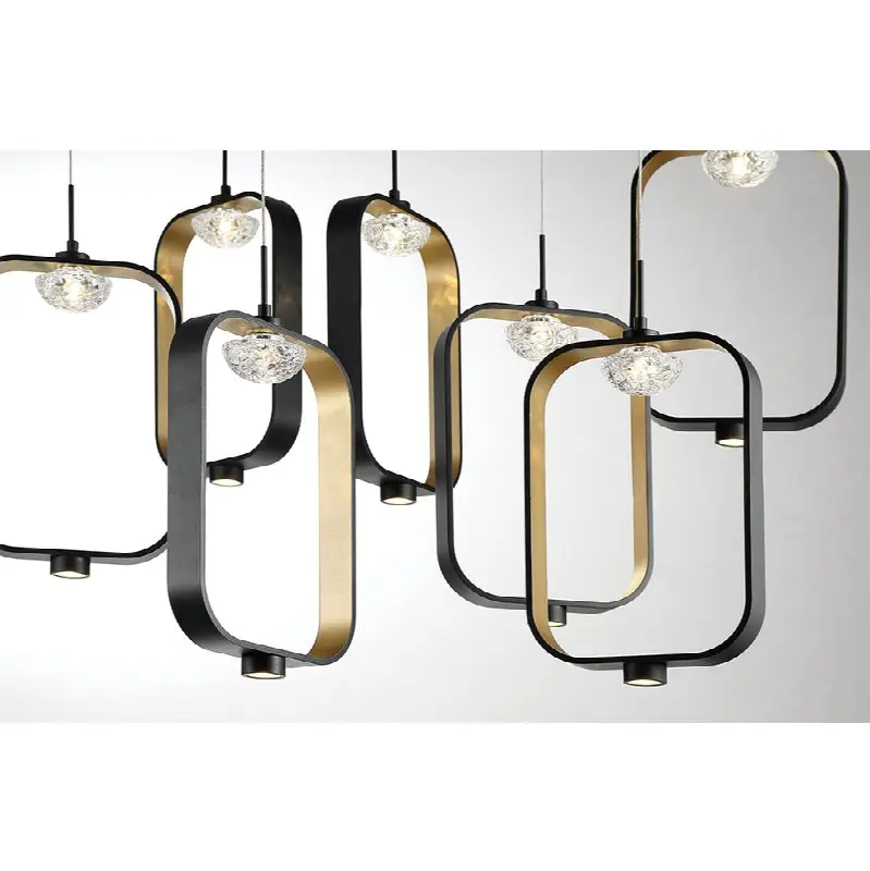 Dagmar, Chandelier, 9-Light, 33", Gold-Black Mix, Clear Glass