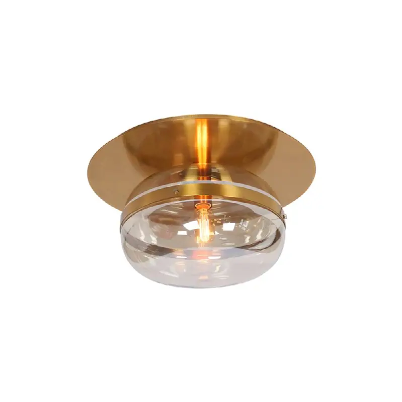 Nottingham, Flush Mount, 14", Antique Brass, Amber Glass