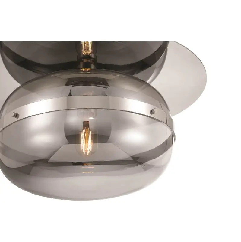 Nottingham, Flush Mount, 14", Polished Nickel, Smoked Glass