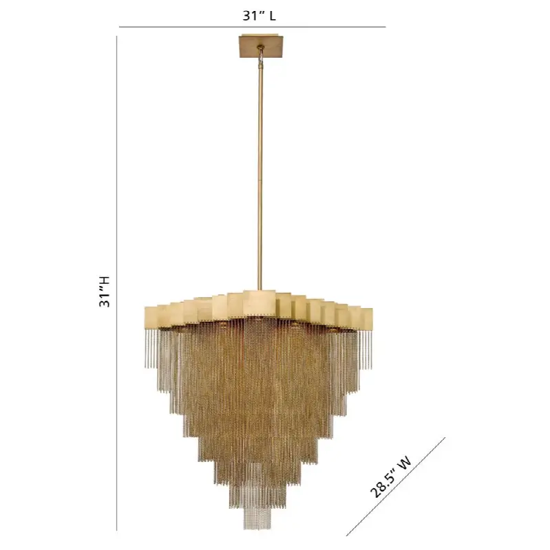 Bloomfield, Chandelier, 18-Light, 31", Matte Gold, Gold Aluminum