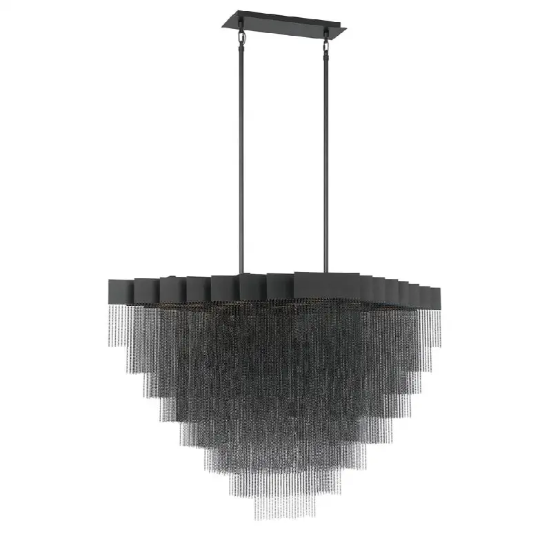 Bloomfield, Chandelier, 22-Light, 47", Matte Black, Black Aluminum