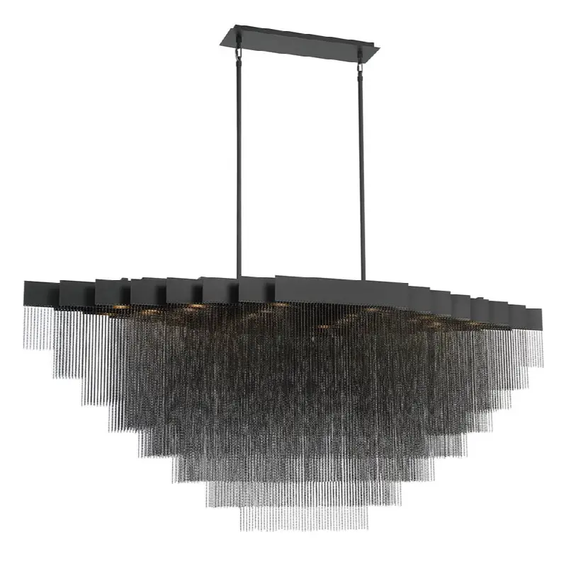 Bloomfield, Chandelier, 28-Light, 73", Matte Black, Black Aluminum