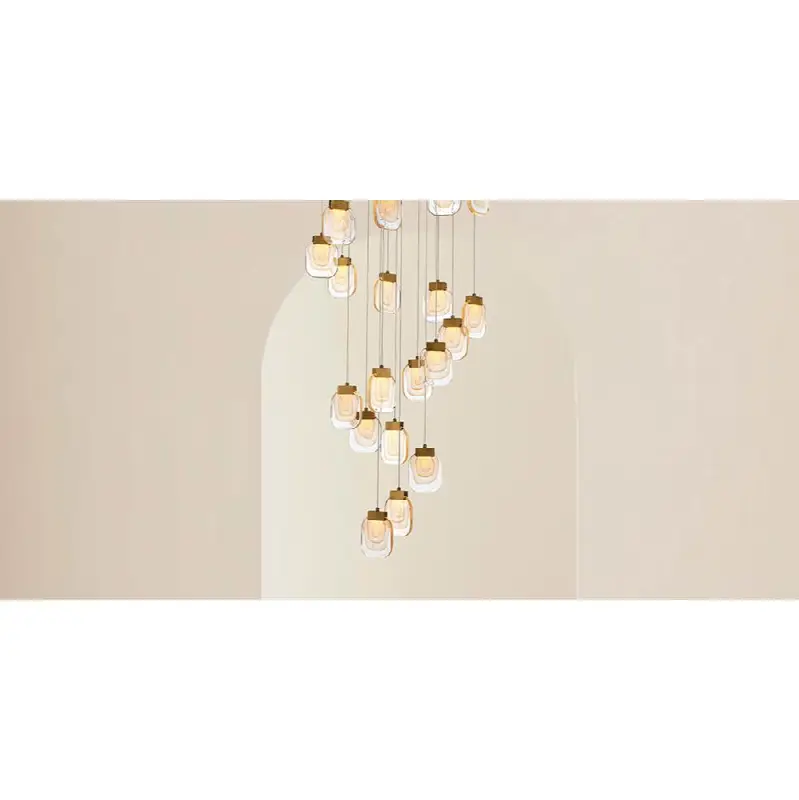 Paget, Chandelier, 19-Light, 29", Matte Gold, Clear Glass