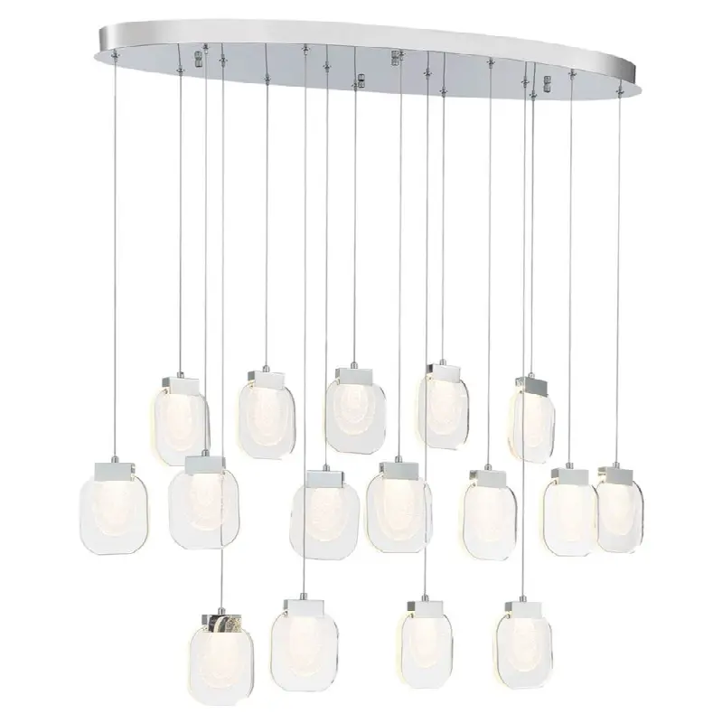 Paget, Chandelier, 16-Light, 44", Chrome, Clear Glass