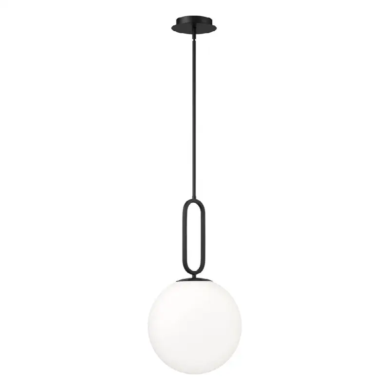 Prospect, Pendant, 12", Matte Black, White Glass