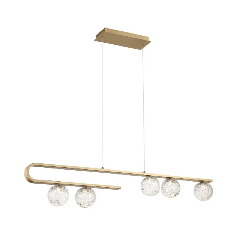 Phillimore, Chandelier, 5-Light, 45", Satin Gold Paint, Clear Glass