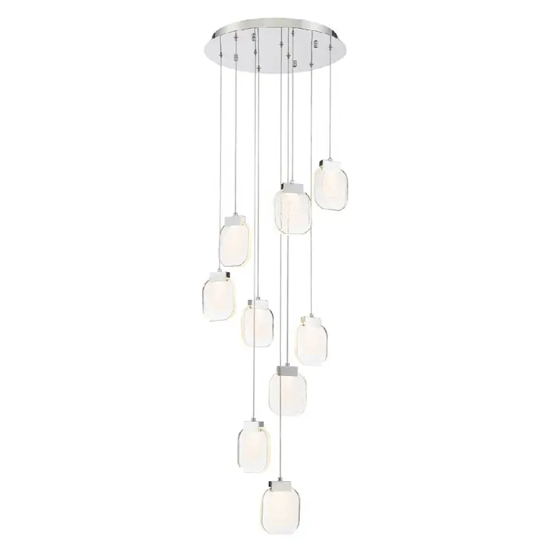 Paget, Chandelier, 9-Light, 20", Chrome, Clear Glass