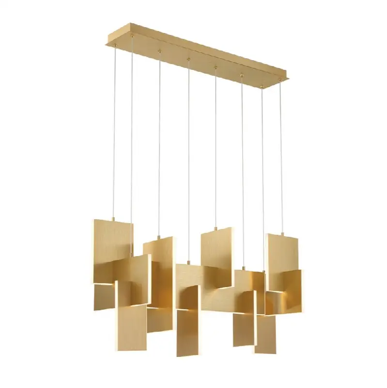 Coburg, Chandelier, 3-Light, 42", Brushed Gold