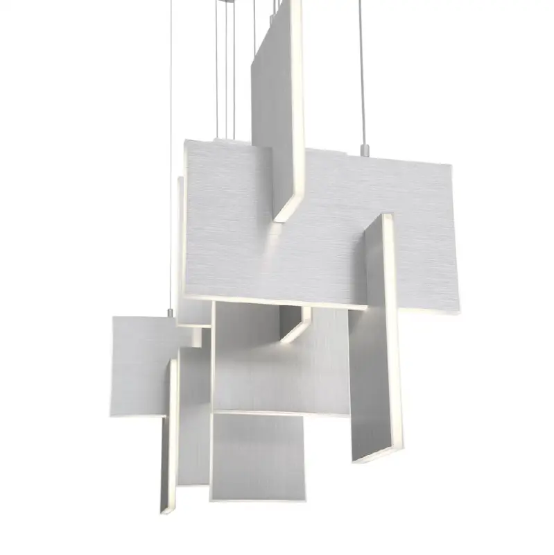 Coburg, Chandelier, 3-Light, 42", Anodized Silver