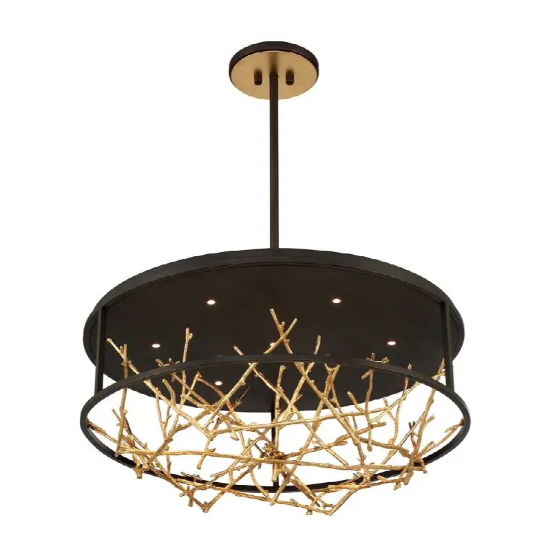 Aerie, Chandelier, 31", Gold-Black Mix