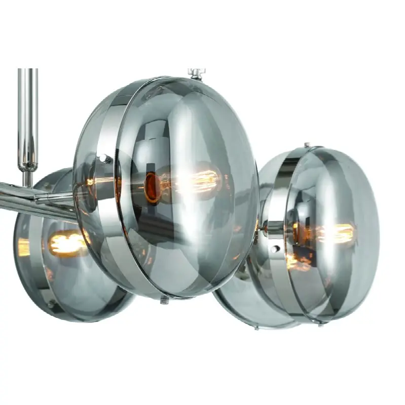 Nottingham, Chandelier, 6-Light, 44", Polished Nickel, Smoked Glass