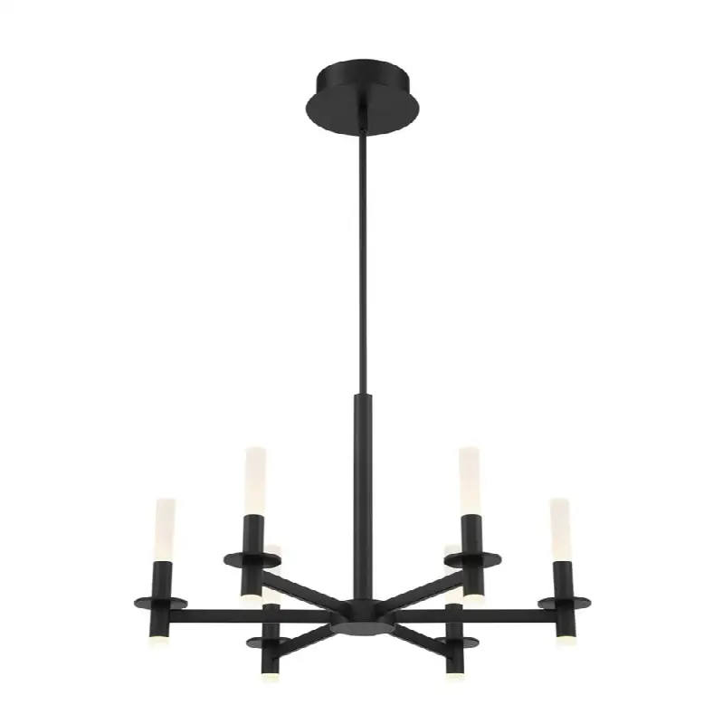Torna, Chandelier, 6-Light, 28", Matte Black, White Acrylic