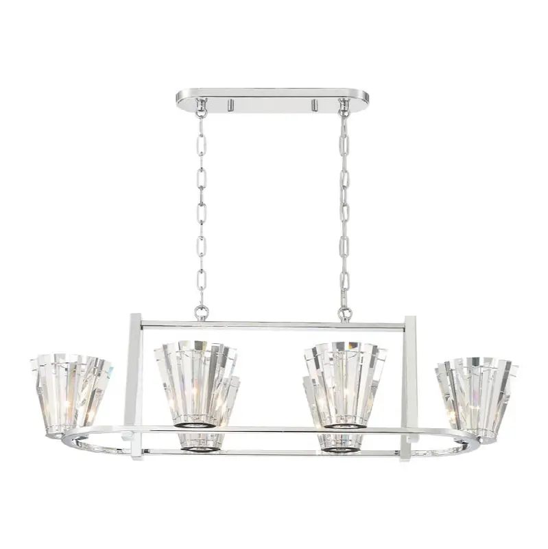 Ricca, Chandelier, 6-Light, 45", Chrome, Clear Glass