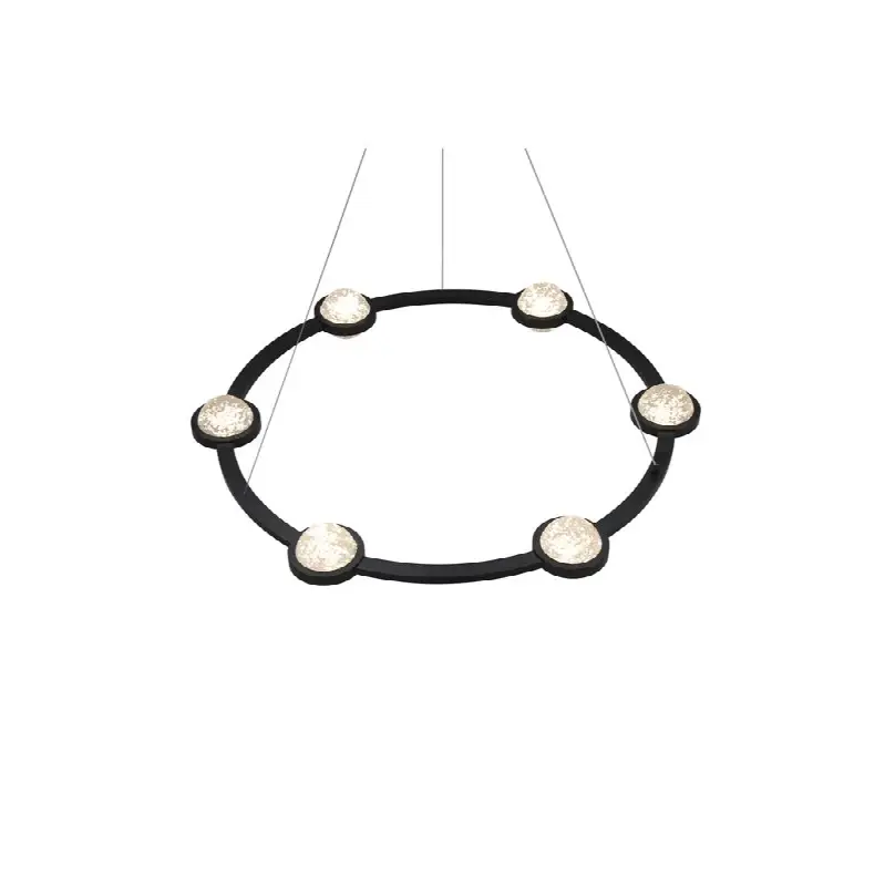 Circolo, Chandelier, 6-Light, 36", Matte Black, Clear Glass