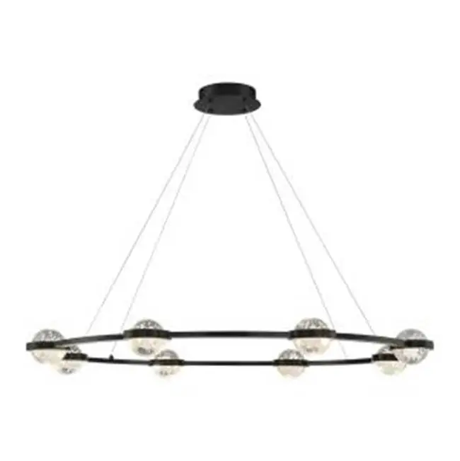 Circolo, Chandelier, 8-Light, 48", Matte Black, Clear Glass