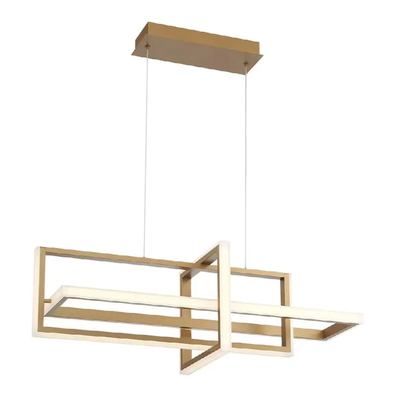 Bordo, Chandelier, 3-Light, 38", Satin Gold Paint, White Acrylic
