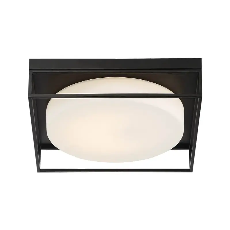 Rover, Flush Mount, 15", Matte Black, White Glass