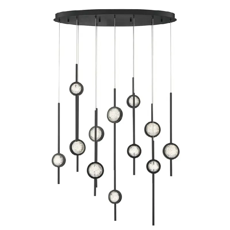 Barletta, Chandelier, 12-Light, 38", Anodized Black