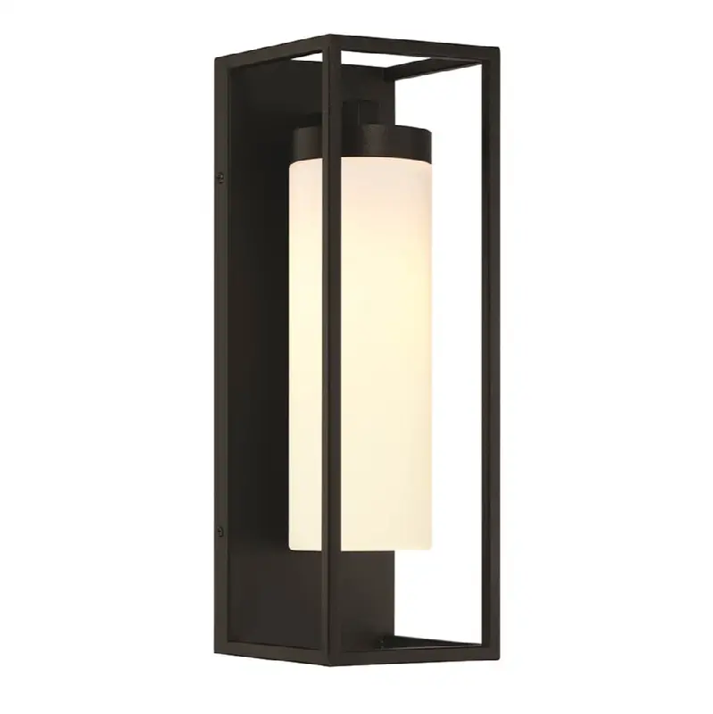 Ren, Outdoor, 17", Powder Coat Black, White Glass