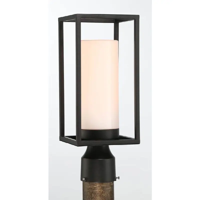 Ren, Outdoor, 15", Powder Coat Black, White Glass