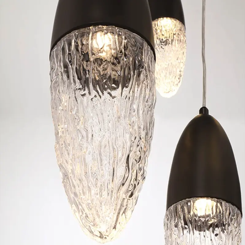 Ecrou, Chandelier, 12-Light, 30", Matte Black, Clear Glass