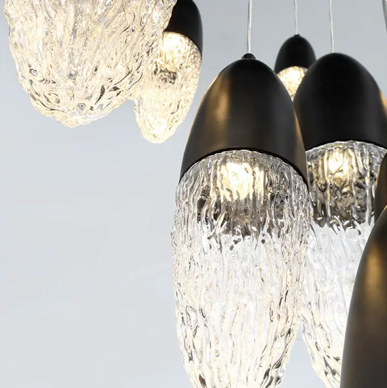 Ecrou, Chandelier, 22-Light, 40", Matte Black, Clear Glass