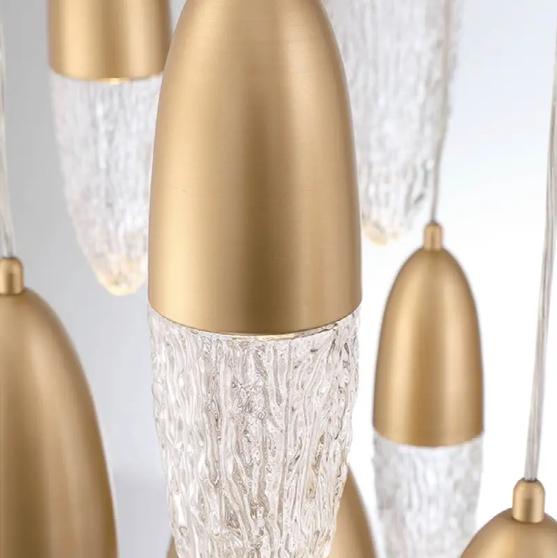 Ecrou, Chandelier, 22-Light, 40", Satin Gold Paint, Clear Glass