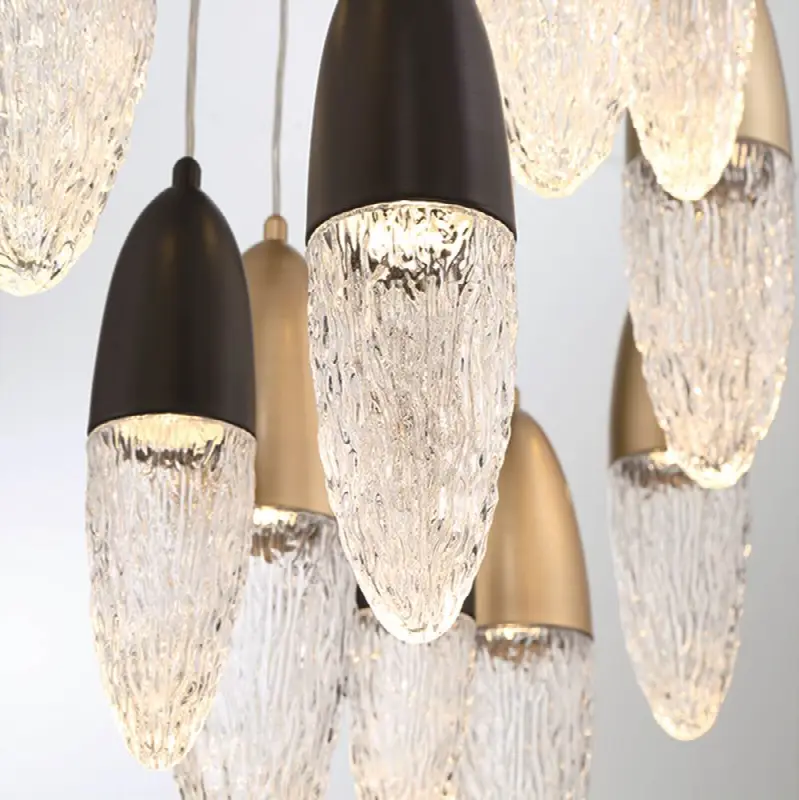 Ecrou, Chandelier, 22-Light, 40", Gold-Black Mix, Clear Glass