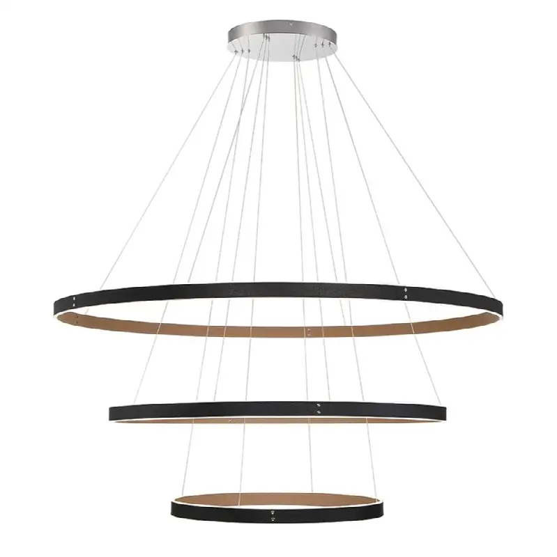 Verdura, Chandelier, 3-Light, 60", Matte Black, White Acrylic
