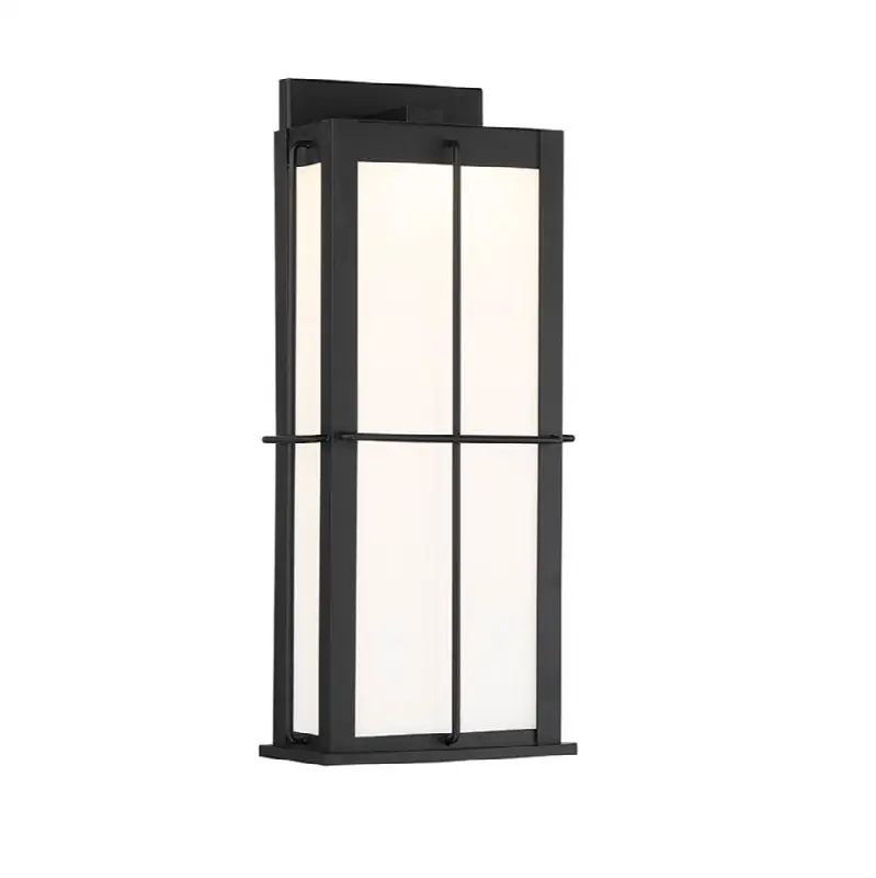 Bensa, Outdoor, 20", Matte Black, White Glass